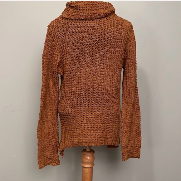 Cozy Brown Asymmetrical Button Sweater - Picture 4 of 7